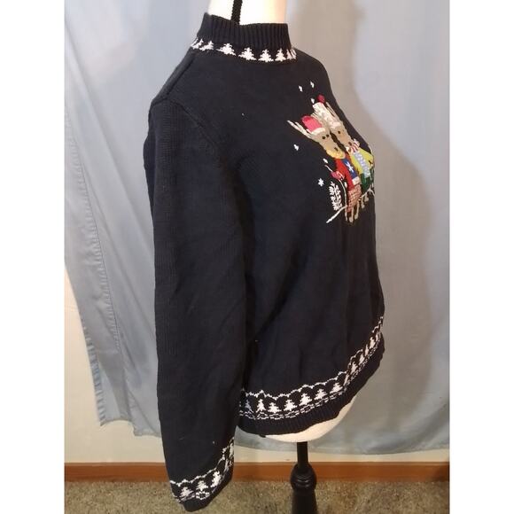 Christopher & Banks; Navy Christmas sweater - Picture 2 of 7
